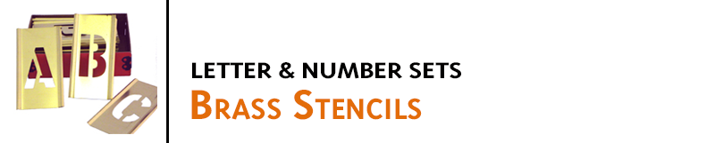 Brass stencils available in sizes up to 6" height. Alphabet and number sets are inter-locking and great for all your stenciling needs. Fast shipping!